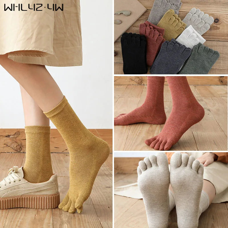 Organic Cotton Man Women Five Finger Socks Solid Soft Elastic Breathable Young Casual Harajuku Socks With Toes Brand Sokken