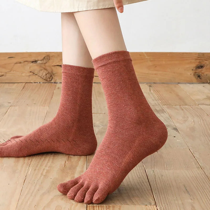 Organic Cotton Man Women Five Finger Socks Solid Soft Elastic Breathable Young Casual Harajuku Socks With Toes Brand Sokken