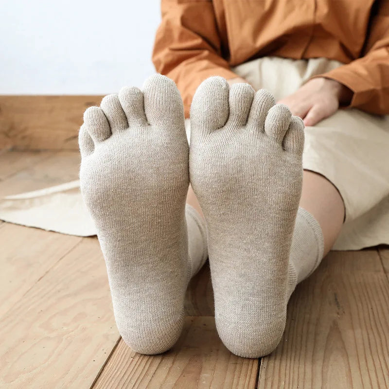 Organic Cotton Man Women Five Finger Socks Solid Soft Elastic Breathable Young Casual Harajuku Socks With Toes Brand Sokken
