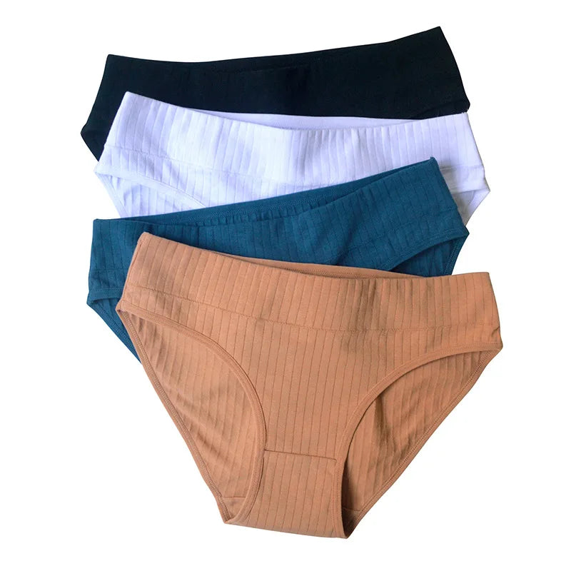 2PCS/Set Cotton Panties Women Low Waist Seamless Underwear Solid Color Comfort Breathable Briefs Sexy Lingerire M-XL Intimates