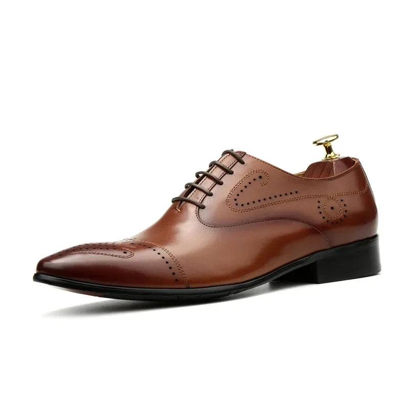 Handmade Mens Dress Shoes Luxury Genuine Leather Fashion New Style British Trend Brogues Wedding Business Shoes for Male