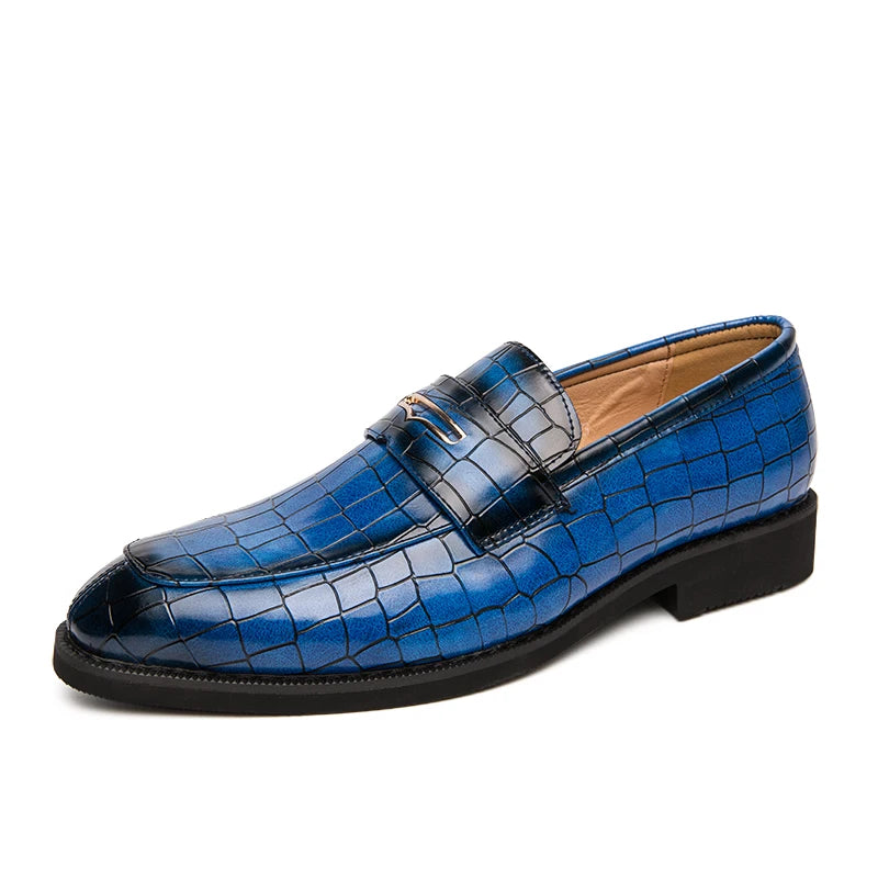 shoes men leather original Italian Classic Blue penny loafer shoes Red Dress Shoes Wedding Shoes Men Formal Flats big size:38-48