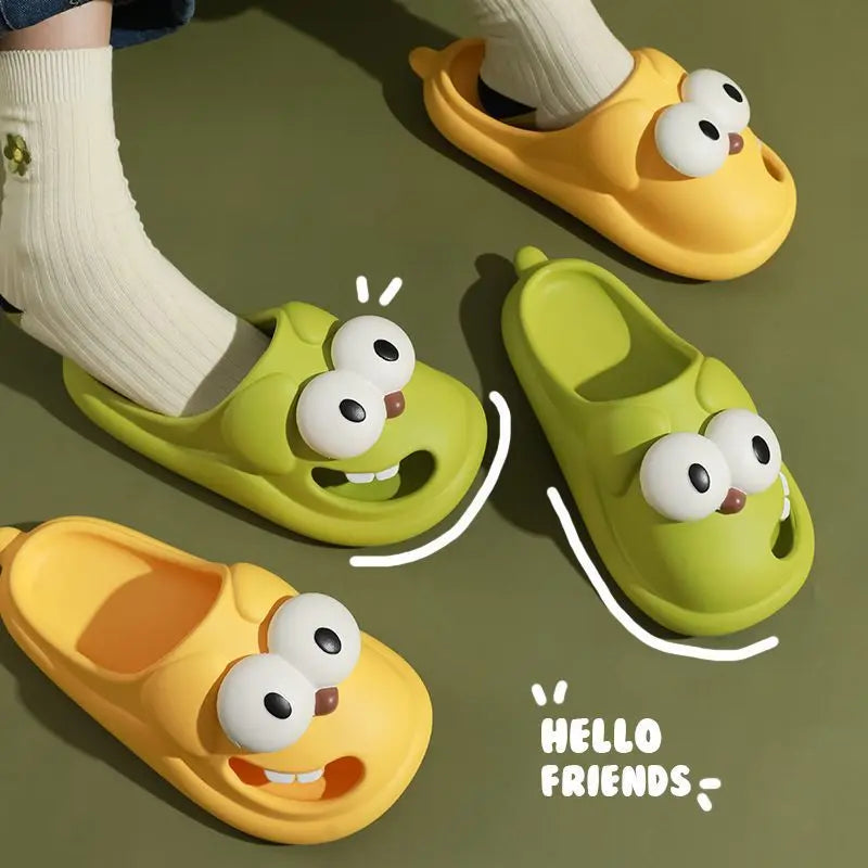 Funny Cartoon Dog Slippers Women Summer New Hollow Out Thick Sole Anti-slip PVC Slippers Shoes for Women Zapatos De Mujer