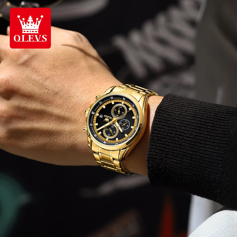 OLEVS Quartz Men's Watch Top Class Classic Stainless Steel Waterproof Luminous Watch Fashion Luxury Multifunctional Men's Watch