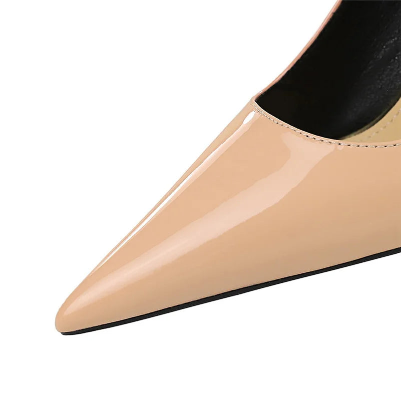 Women 10cm High Heels Nude Pumps Wedding Bridal Stiletto Wedding Sexy Wine Red Heels Lady Scarpins Office Party Shoes