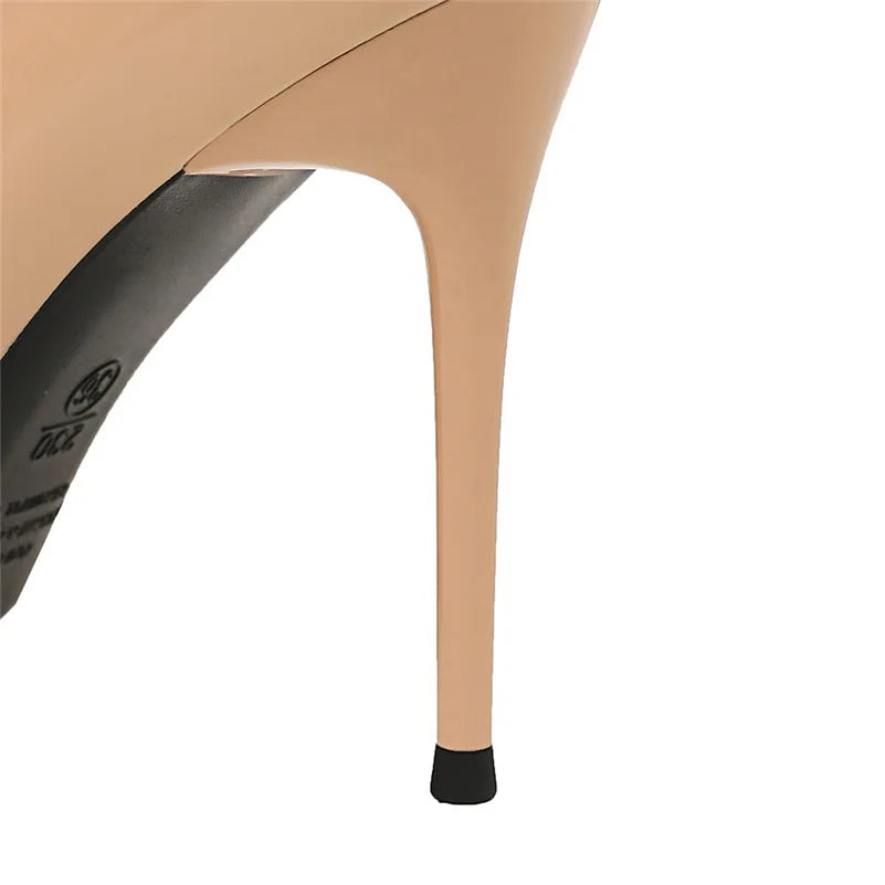 Women 10cm High Heels Nude Pumps Wedding Bridal Stiletto Wedding Sexy Wine Red Heels Lady Scarpins Office Party Shoes