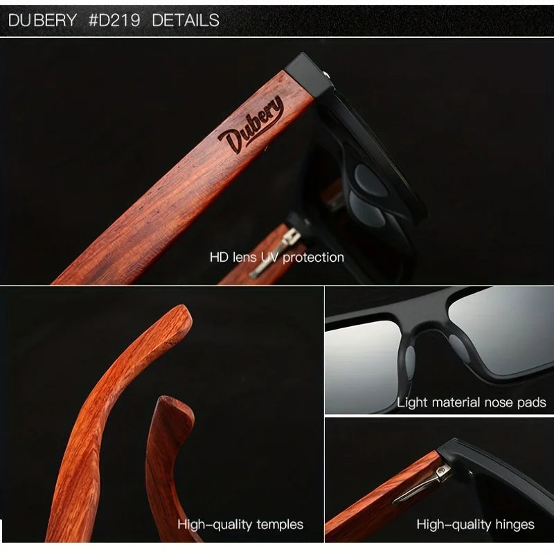 DUBERY Wooden Polarized UV400 ProtectionSunglasses For Men And Women 6 Colors Model 219