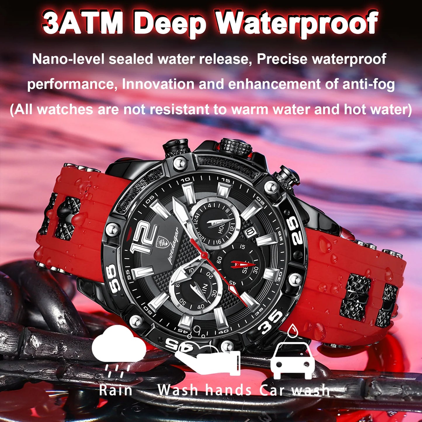 POEDAGAR Luxury Casual Men Watch Waterproof Luminous Chronograph Date Man Wristwatch High Quality Military Quartz Men's Watches