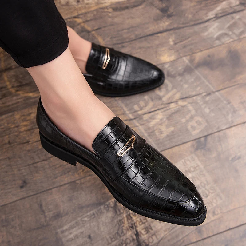 shoes men leather original Italian Classic Blue penny loafer shoes Red Dress Shoes Wedding Shoes Men Formal Flats big size:38-48
