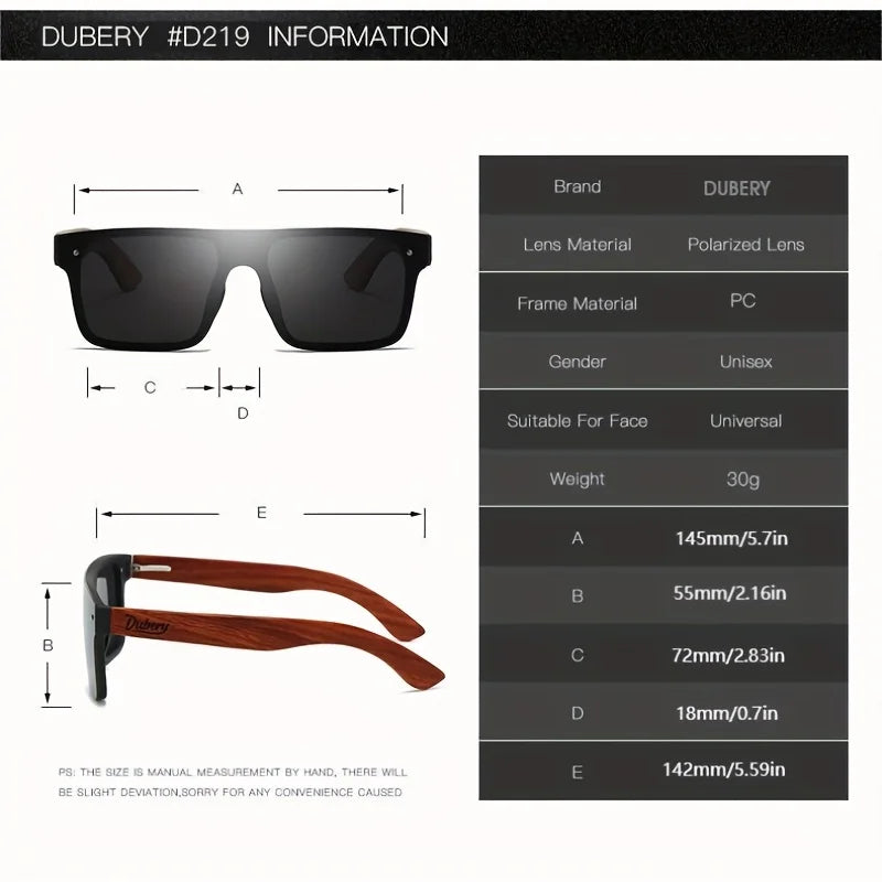 DUBERY Wooden Polarized UV400 ProtectionSunglasses For Men And Women 6 Colors Model 219