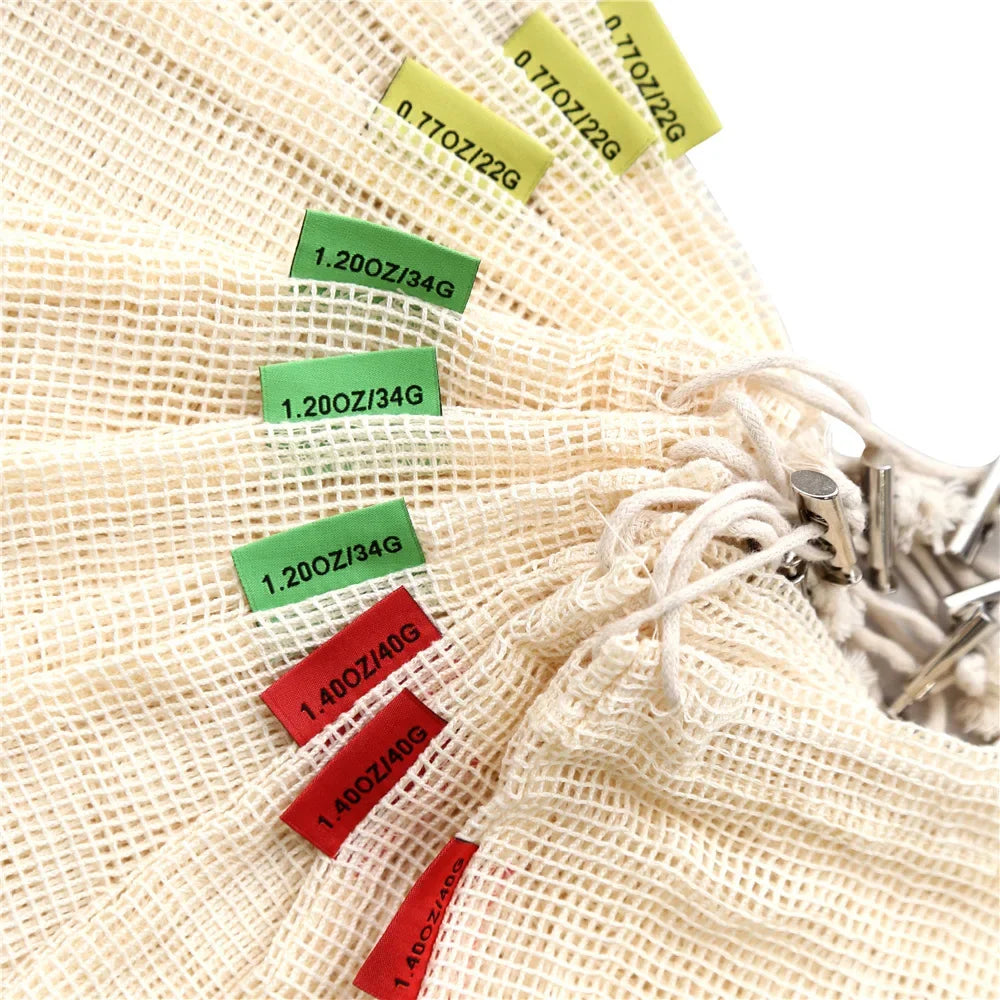 Eco-Friendly,100% Organic Cotton Mesh Bags , Bio-degradable Kitchen vegetable fruit bag,storage bag Reusable Produce
