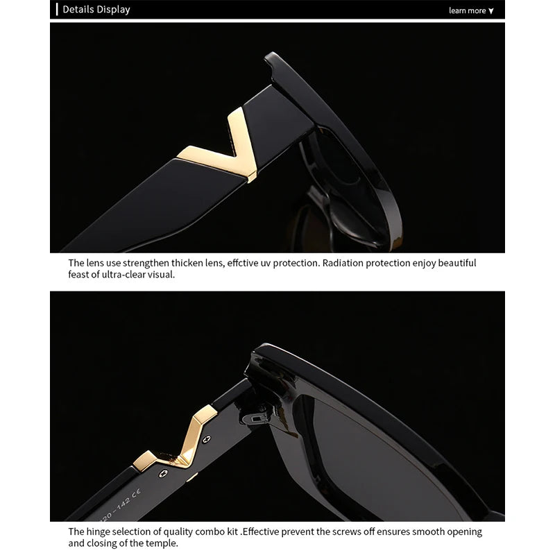 LNFCXI Fashion Cat Eye Sunglasses Vintage Luxury Brand Designer Black Oversized Ladies Sunglasses Square Eyewear UV400