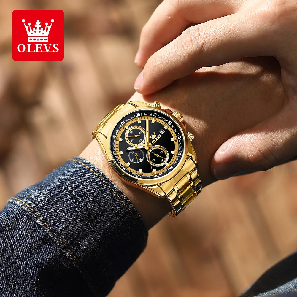 OLEVS Quartz Men's Watch Top Class Classic Stainless Steel Waterproof Luminous Watch Fashion Luxury Multifunctional Men's Watch