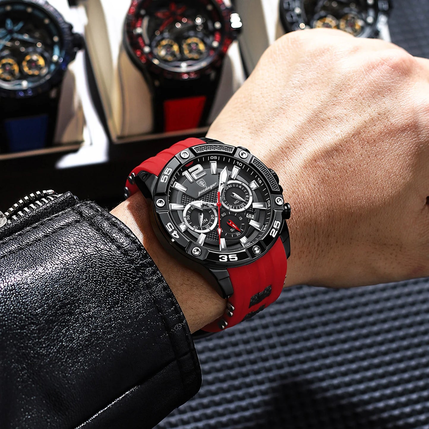 POEDAGAR Luxury Casual Men Watch Waterproof Luminous Chronograph Date Man Wristwatch High Quality Military Quartz Men's Watches