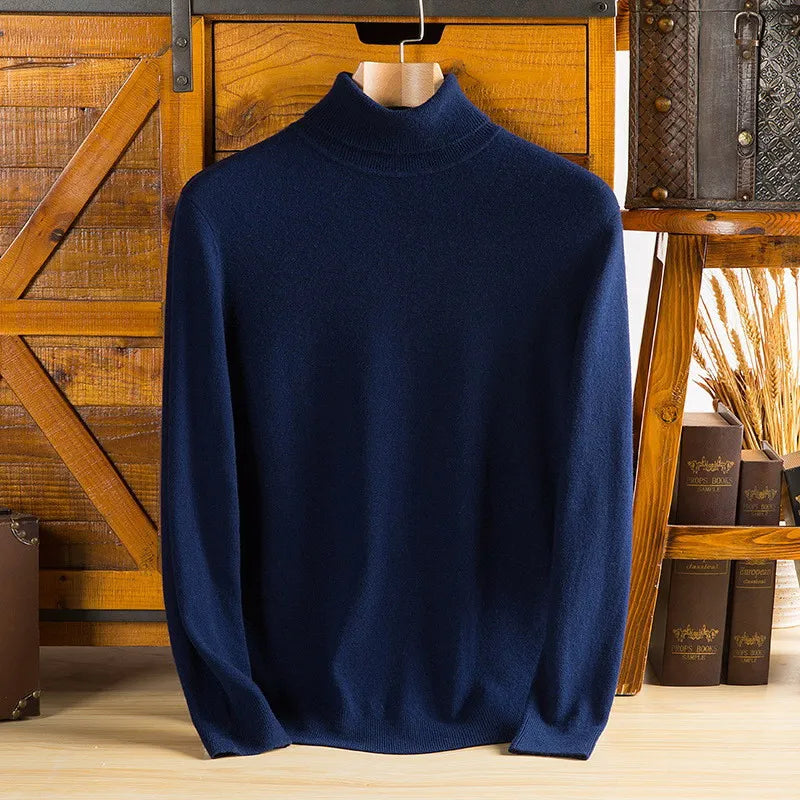 100% Pure Cashmere Wool Turtleneck Sweaters For Men Pullover Autumn Winter Soft lightweight Warm Knitted Sweater Pull Homme