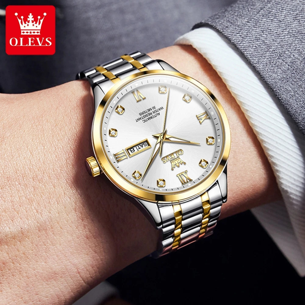 OLEVS 9946 Luxury Men's Watch Classic Brand Automatic Mechanical Watch High Quality Diamond Waterproof Luminous Date Men Watch