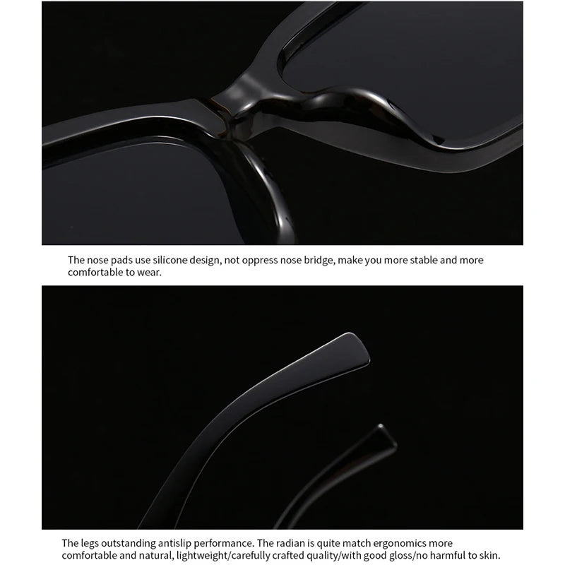 LNFCXI Fashion Cat Eye Sunglasses Vintage Luxury Brand Designer Black Oversized Ladies Sunglasses Square Eyewear UV400