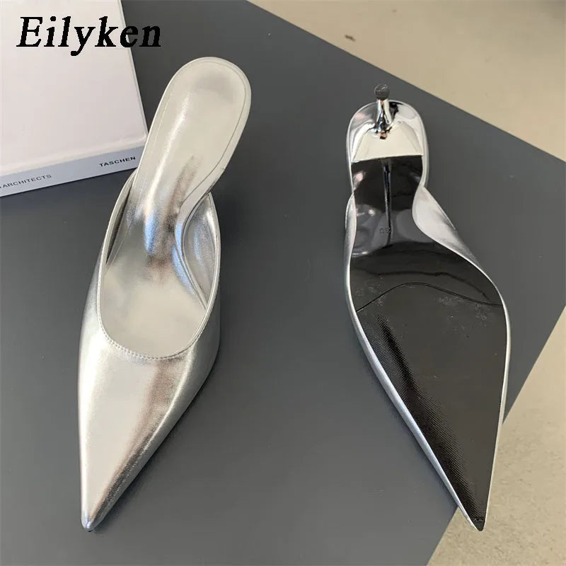 Eilyken Spring New Brand Women Slipper Pointed Toe Slip On Ladies Mules Thin Low Heel Outdoor Dress Sandal Shoes