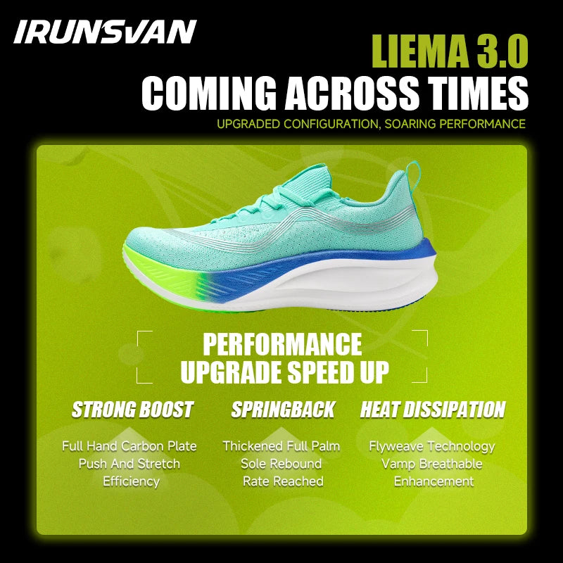 IRUNSVAN Men's Carbon Plate Sneakers Professional Marathon Racing Running Shoes High Quality Shoes Comfortable Sports Shoe