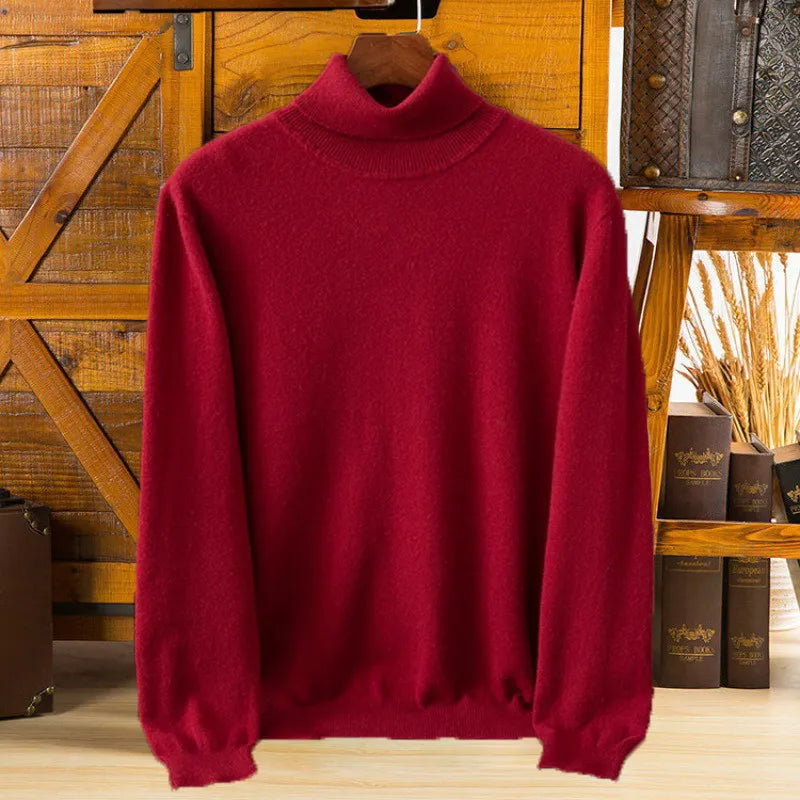 100% Pure Cashmere Wool Turtleneck Sweaters For Men Pullover Autumn Winter Soft lightweight Warm Knitted Sweater Pull Homme