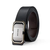 BISON DENIM Male Belt Luxury Brand Automatic Men Belts Cowskin Leather Waist Strap Genuine Leather Belts For Jeans Free Shipping