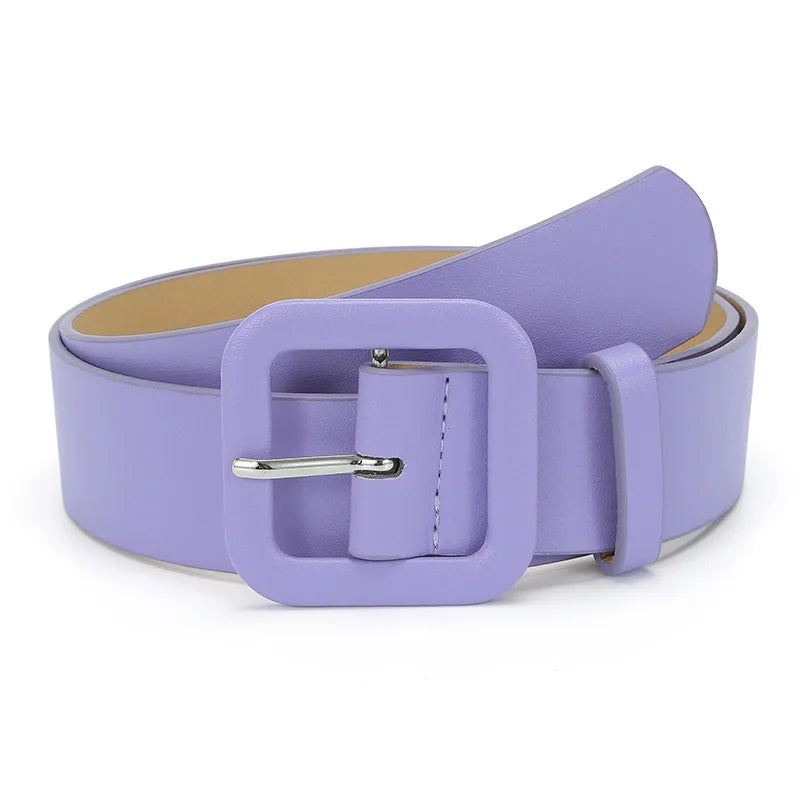 Vintage Square Pin Buckle Coat Dress Women's Waist Belts New Fashion Ladies Candy Color Wide Belts For Girls