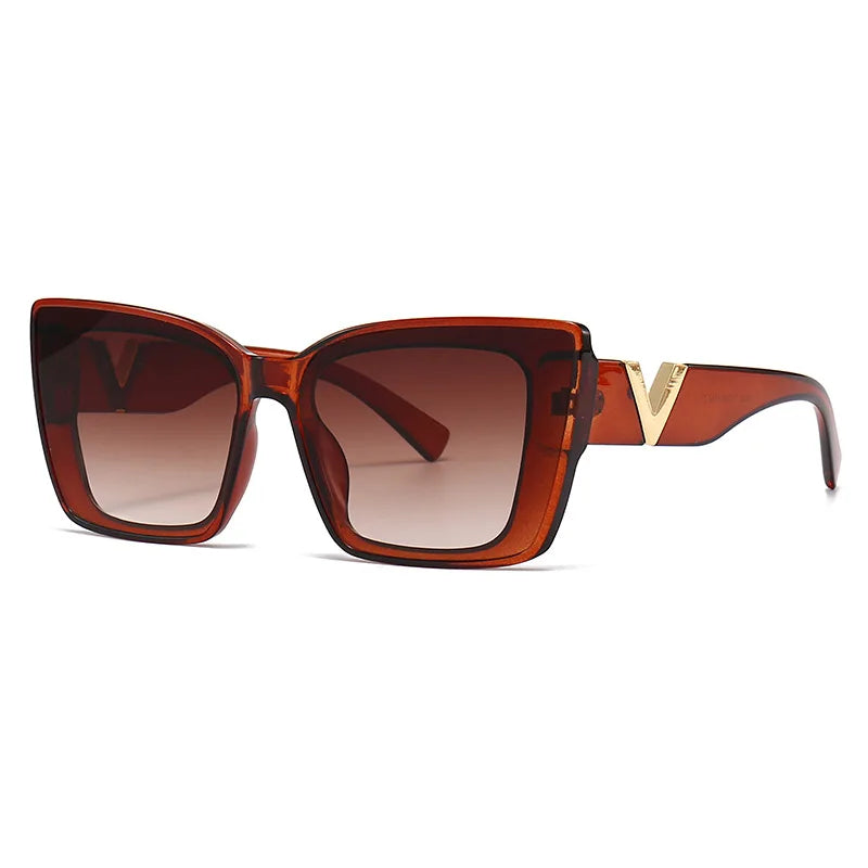 LNFCXI Fashion Cat Eye Sunglasses Vintage Luxury Brand Designer Black Oversized Ladies Sunglasses Square Eyewear UV400