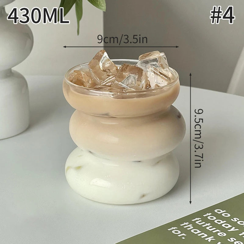 Wave Shape Glass Cup Heat-resistant Tumbler Beverage Glasses Transparent Drinking Glasses for Juice Coffee Cocktail 350-550ml