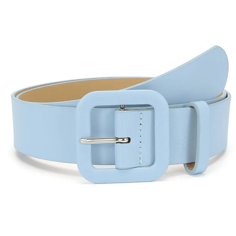 Vintage Square Pin Buckle Coat Dress Women's Waist Belts New Fashion Ladies Candy Color Wide Belts For Girls