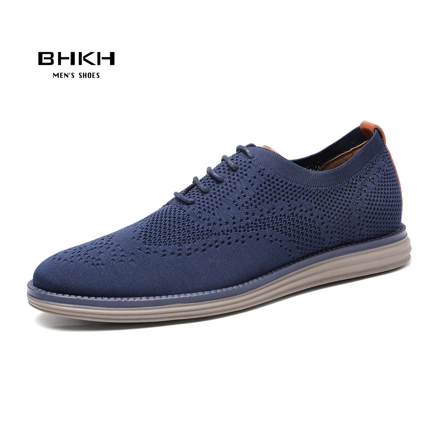 BHKH Breathable Knitted Mesh Casual Shoes Lightweight Smart Casual Shoes Office Work Footwear Men Shoes