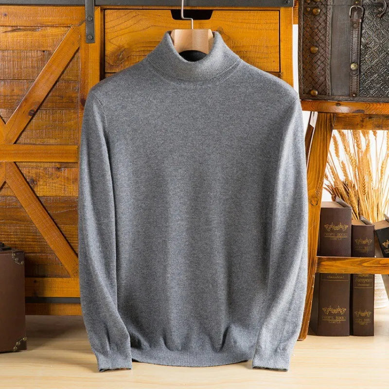 100% Pure Cashmere Wool Turtleneck Sweaters For Men Pullover Autumn Winter Soft lightweight Warm Knitted Sweater Pull Homme