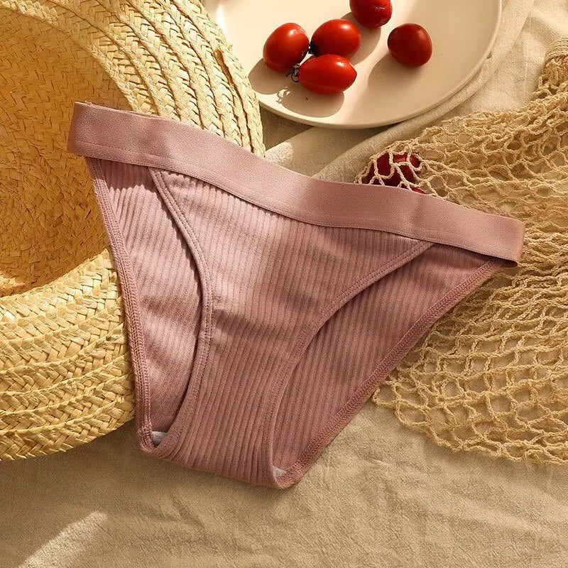 M-XL Women's Thread Cotton Underwear Large Size Sexy Seamless Panties Simple Low Waist Girls Thong Briefs