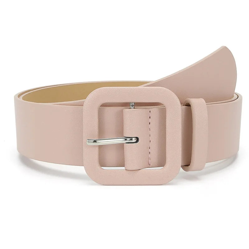 Vintage Square Pin Buckle Coat Dress Women's Waist Belts New Fashion Ladies Candy Color Wide Belts For Girls