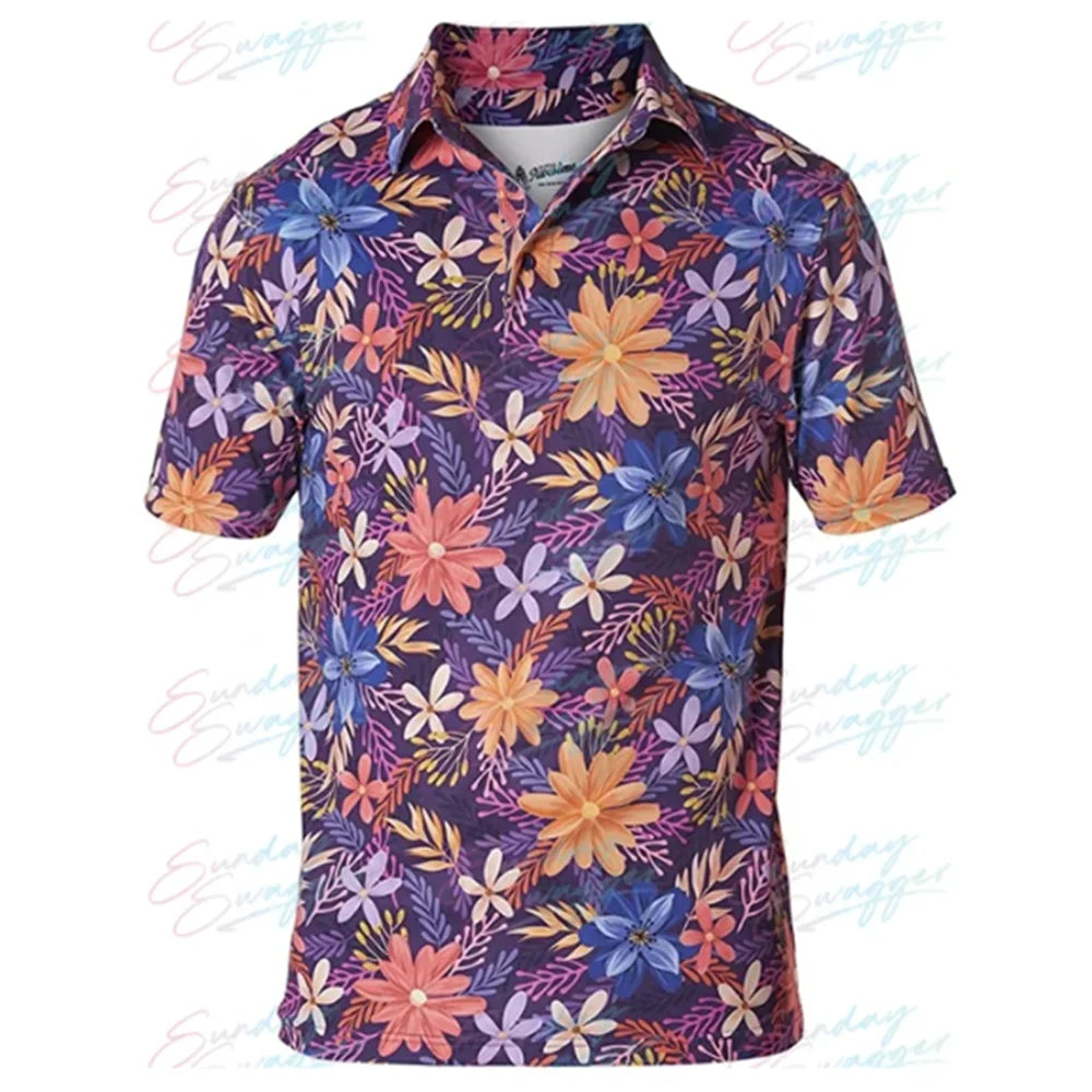 Domineering men's fashion printed golf POLO shirt short sleeve outdoor golf shirt casual T-shirt in summer