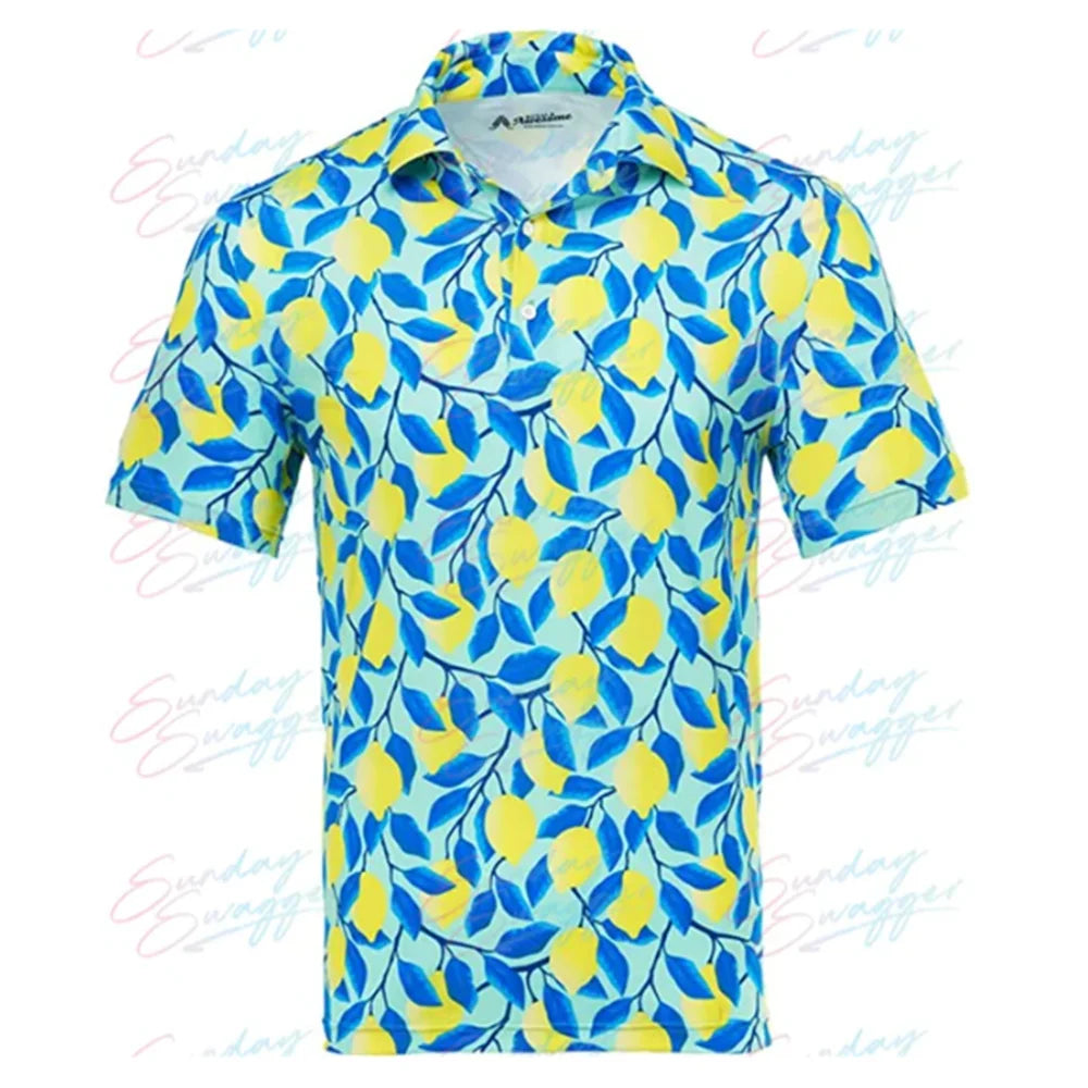 Domineering men's fashion printed golf POLO shirt short sleeve outdoor golf shirt casual T-shirt in summer