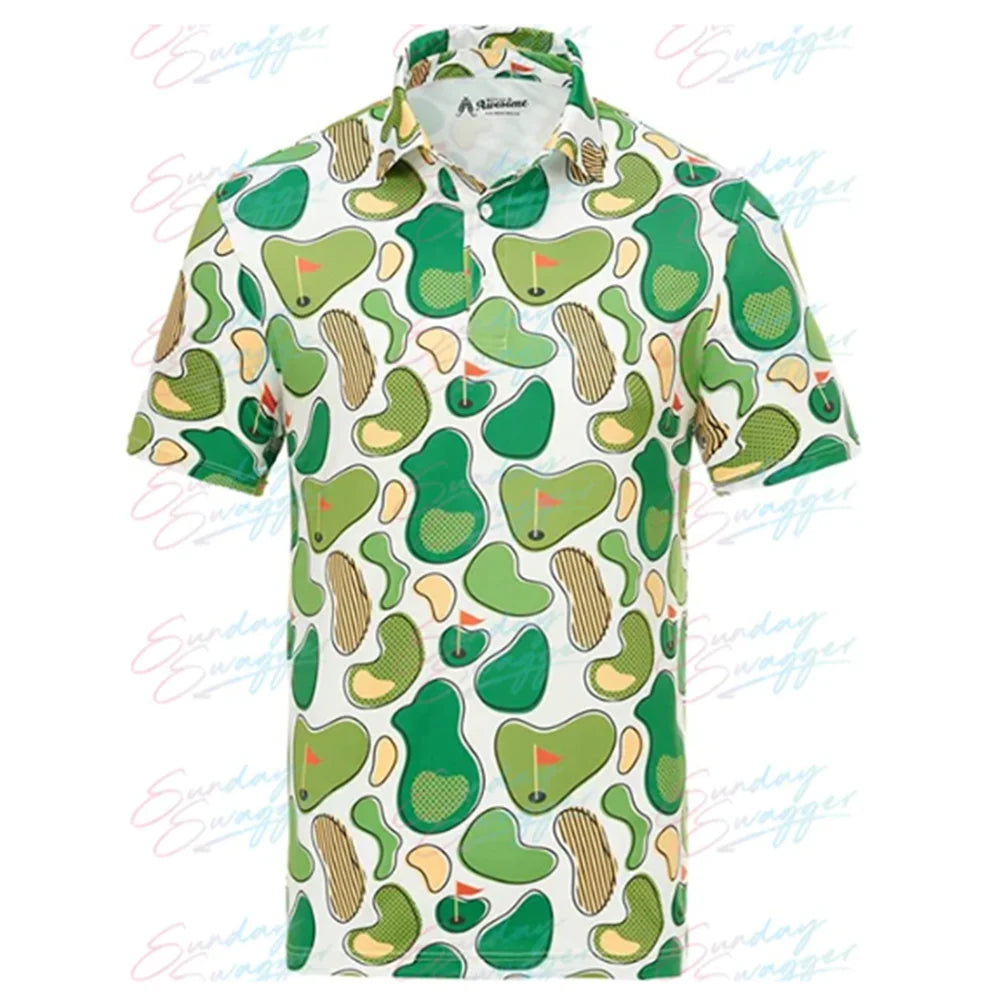 Domineering men's fashion printed golf POLO shirt short sleeve outdoor golf shirt casual T-shirt in summer