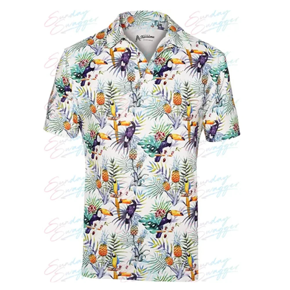 Domineering men's fashion printed golf POLO shirt short sleeve outdoor golf shirt casual T-shirt in summer
