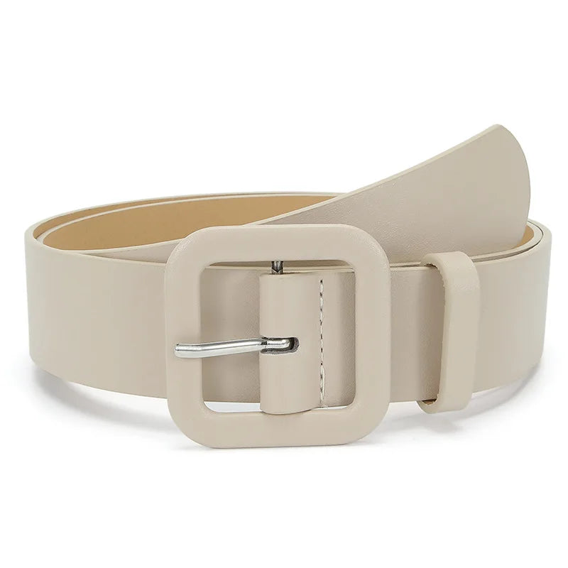 Vintage Square Pin Buckle Coat Dress Women's Waist Belts New Fashion Ladies Candy Color Wide Belts For Girls