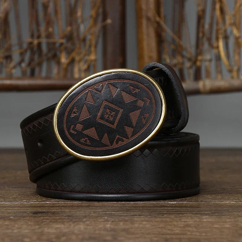 3.8CM Men High Quality Genuine Leather Belt Luxury Smooth Buckle Belts Pure Cowskin Laser Engraving Strap Male Jeans for Man