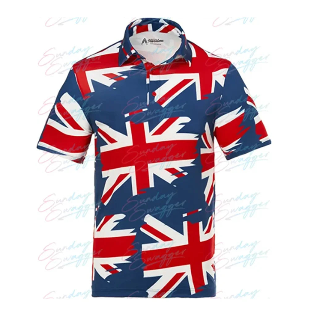 Domineering men's fashion printed golf POLO shirt short sleeve outdoor golf shirt casual T-shirt in summer