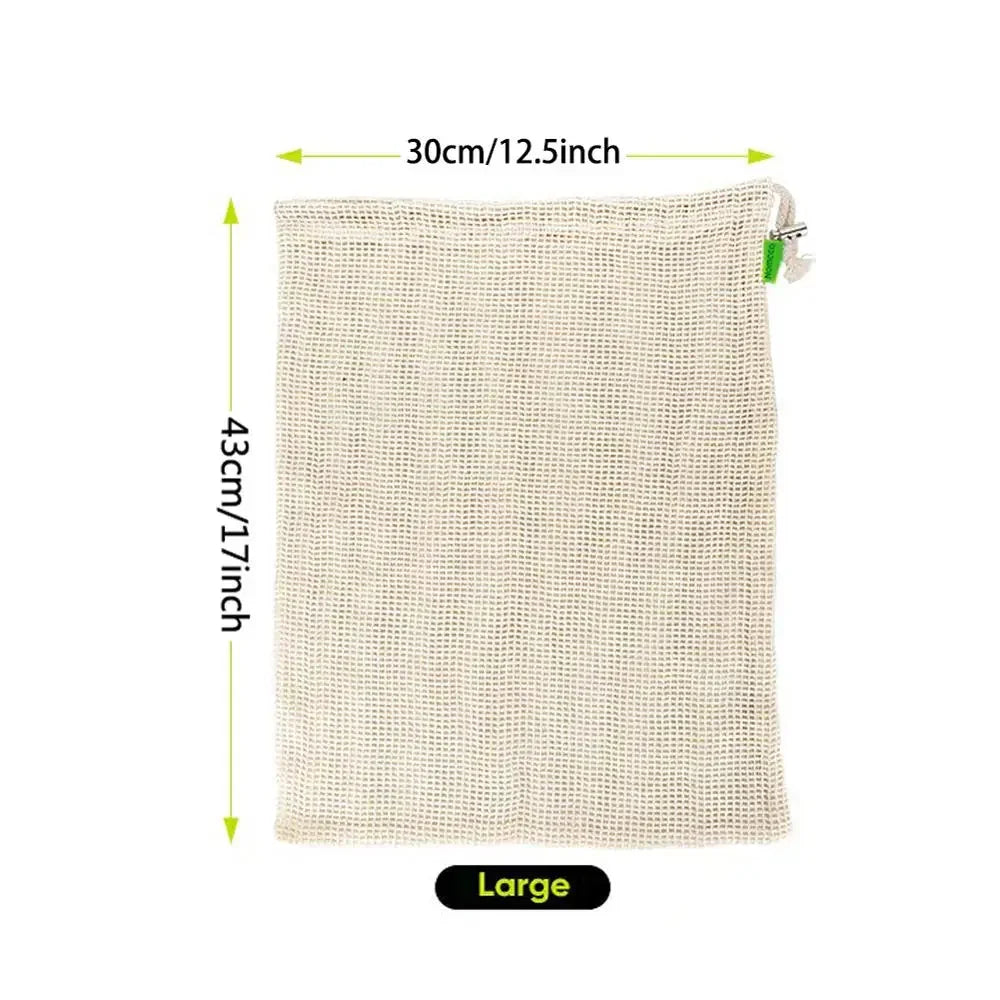 Eco-Friendly,100% Organic Cotton Mesh Bags , Bio-degradable Kitchen vegetable fruit bag,storage bag Reusable Produce