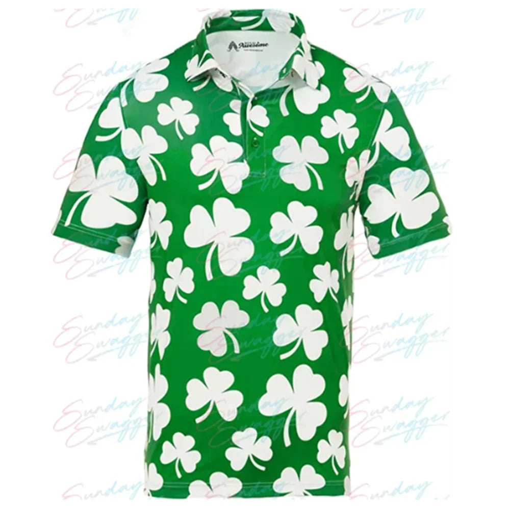 Domineering men's fashion printed golf POLO shirt short sleeve outdoor golf shirt casual T-shirt in summer