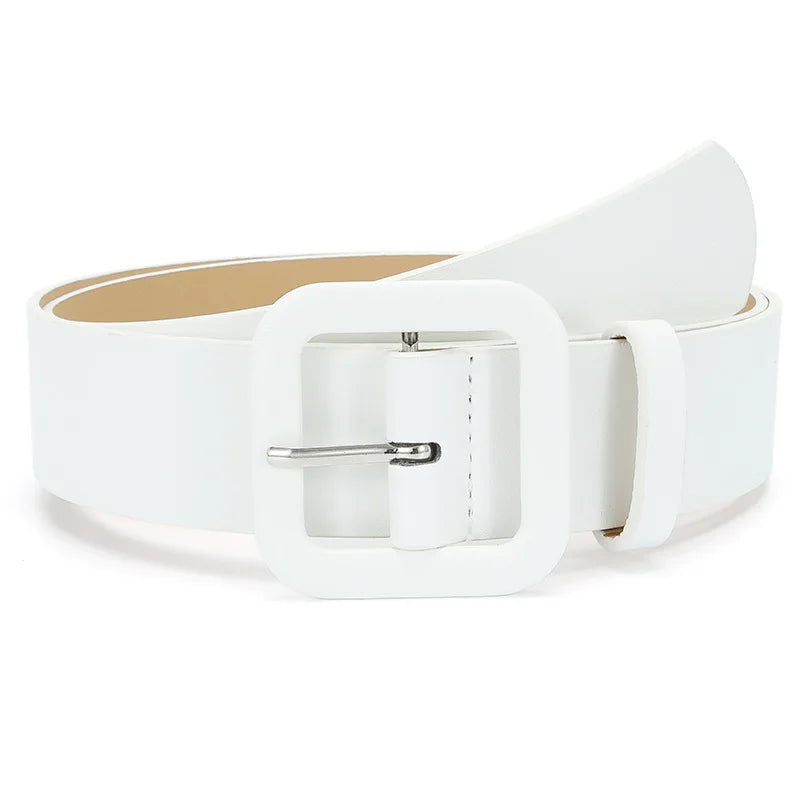 Vintage Square Pin Buckle Coat Dress Women's Waist Belts New Fashion Ladies Candy Color Wide Belts For Girls