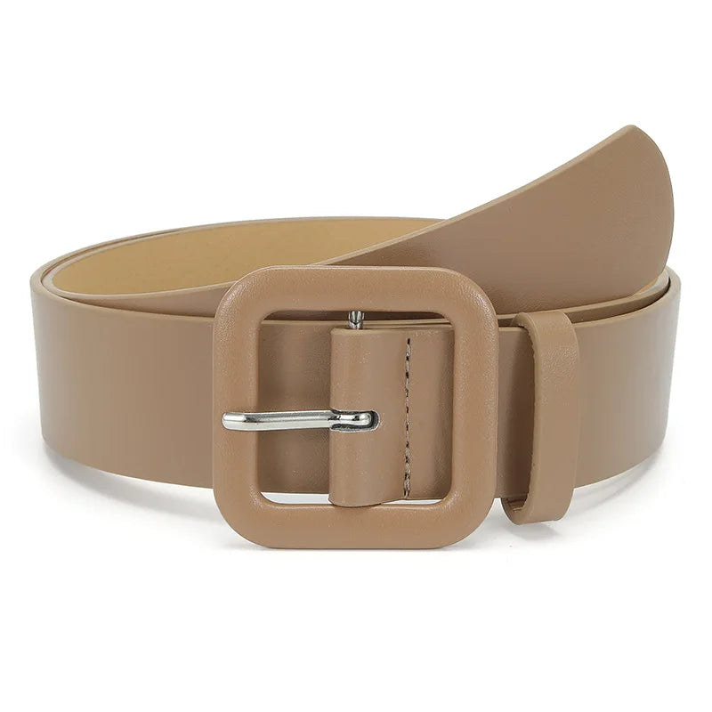 Vintage Square Pin Buckle Coat Dress Women's Waist Belts New Fashion Ladies Candy Color Wide Belts For Girls