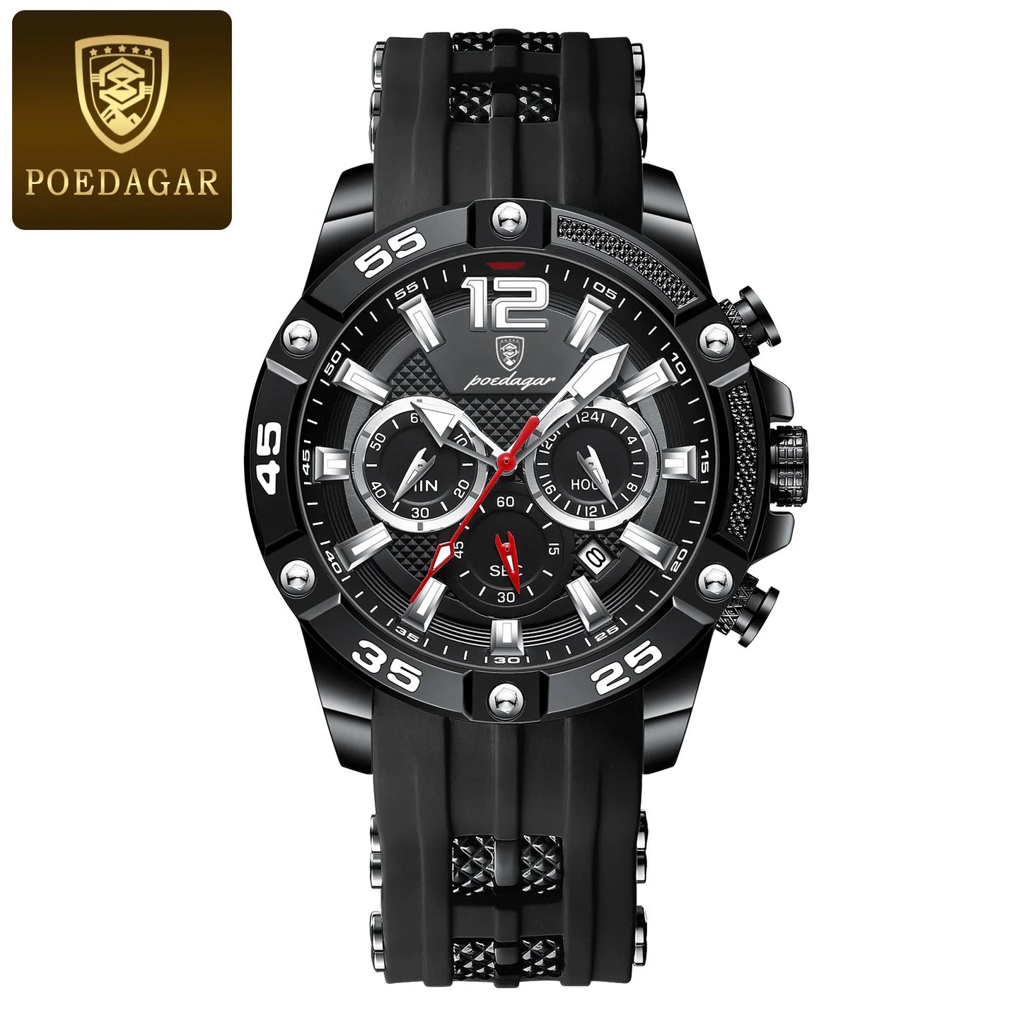 POEDAGAR Luxury Casual Men Watch Waterproof Luminous Chronograph Date Man Wristwatch High Quality Military Quartz Men's Watches