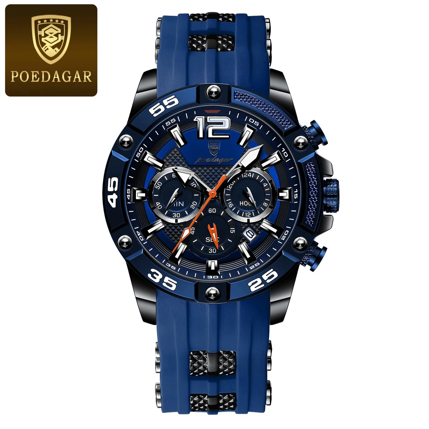 POEDAGAR Luxury Casual Men Watch Waterproof Luminous Chronograph Date Man Wristwatch High Quality Military Quartz Men's Watches