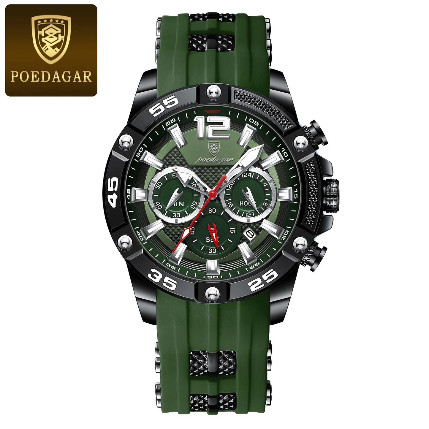 POEDAGAR Luxury Casual Men Watch Waterproof Luminous Chronograph Date Man Wristwatch High Quality Military Quartz Men's Watches