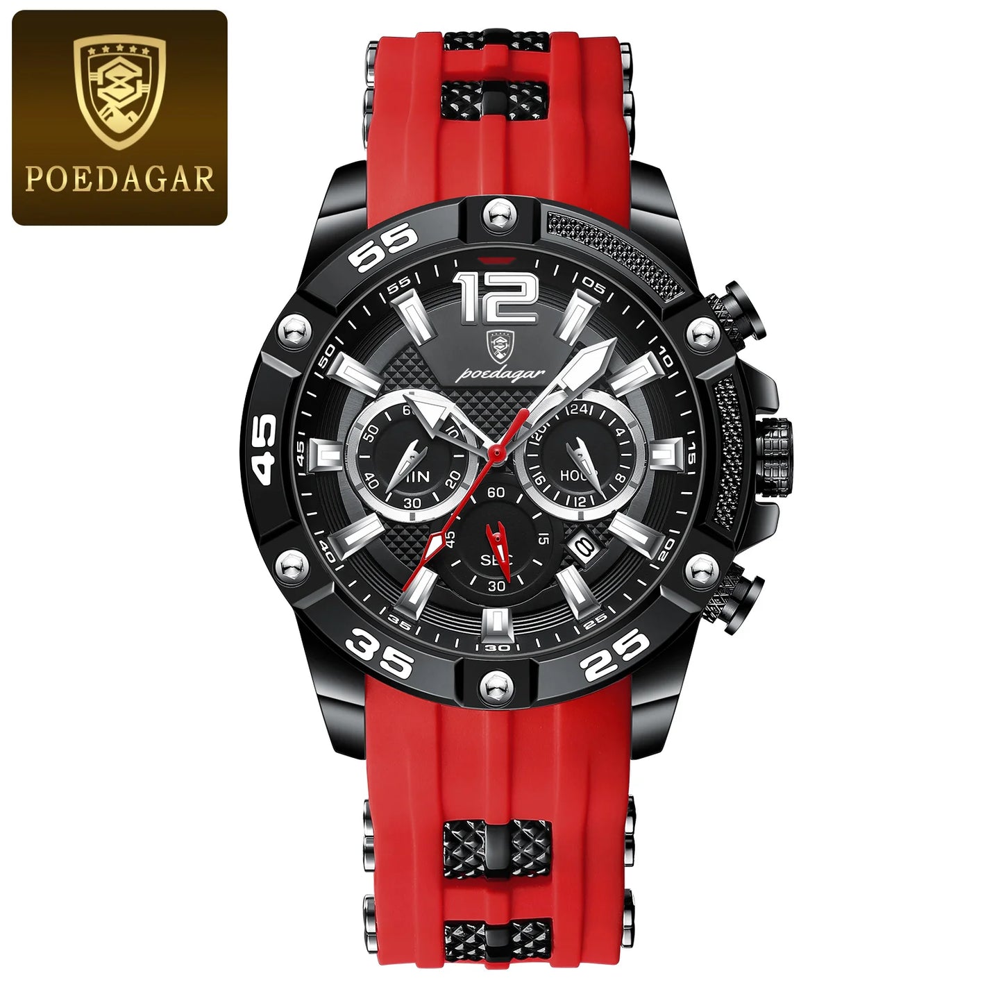 POEDAGAR Luxury Casual Men Watch Waterproof Luminous Chronograph Date Man Wristwatch High Quality Military Quartz Men's Watches