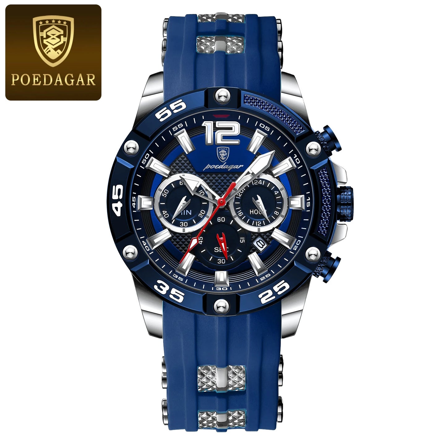 POEDAGAR Luxury Casual Men Watch Waterproof Luminous Chronograph Date Man Wristwatch High Quality Military Quartz Men's Watches