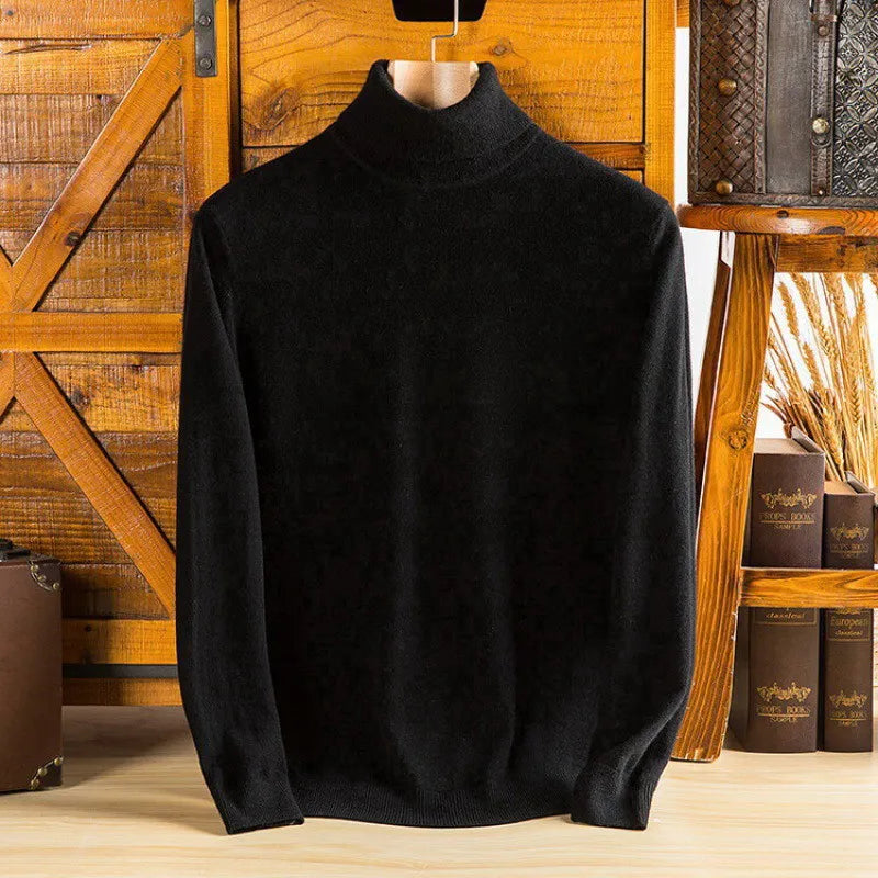 100% Pure Cashmere Wool Turtleneck Sweaters For Men Pullover Autumn Winter Soft lightweight Warm Knitted Sweater Pull Homme